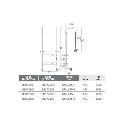 Лестница для бассейна Emaux NMU315-S 3 ступени, арт. 88076602